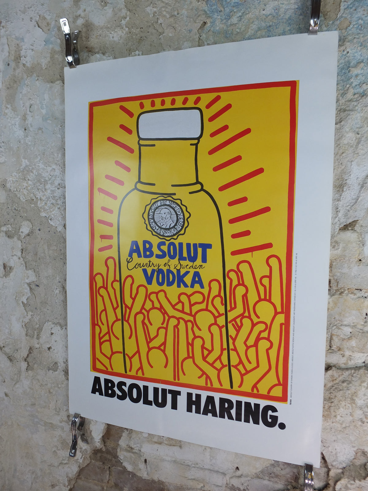 Original 1986 Keith Haring “Absolut Haring” Large Vintage Advertising Poster