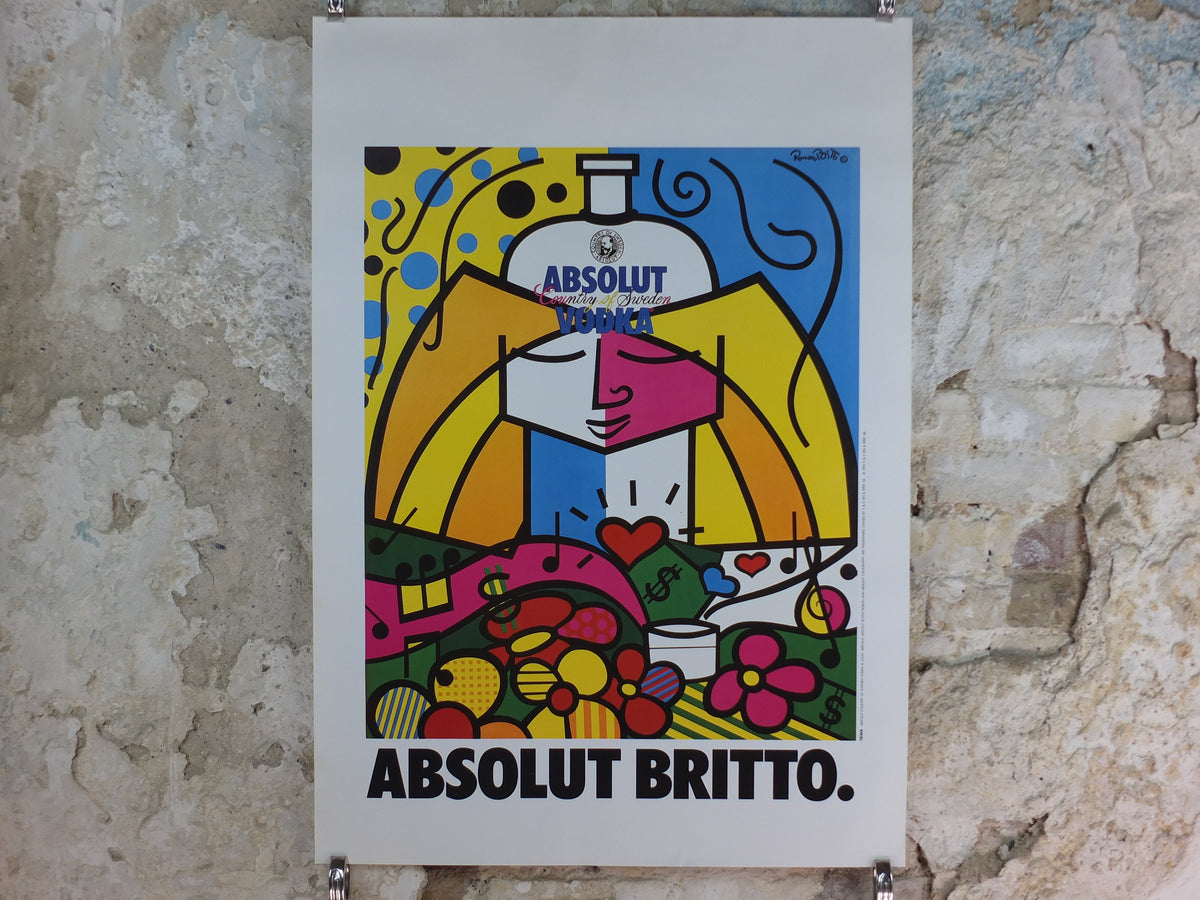 Original 1990 Absolut Britto Advertising Poster – Romero Britto Pop Art