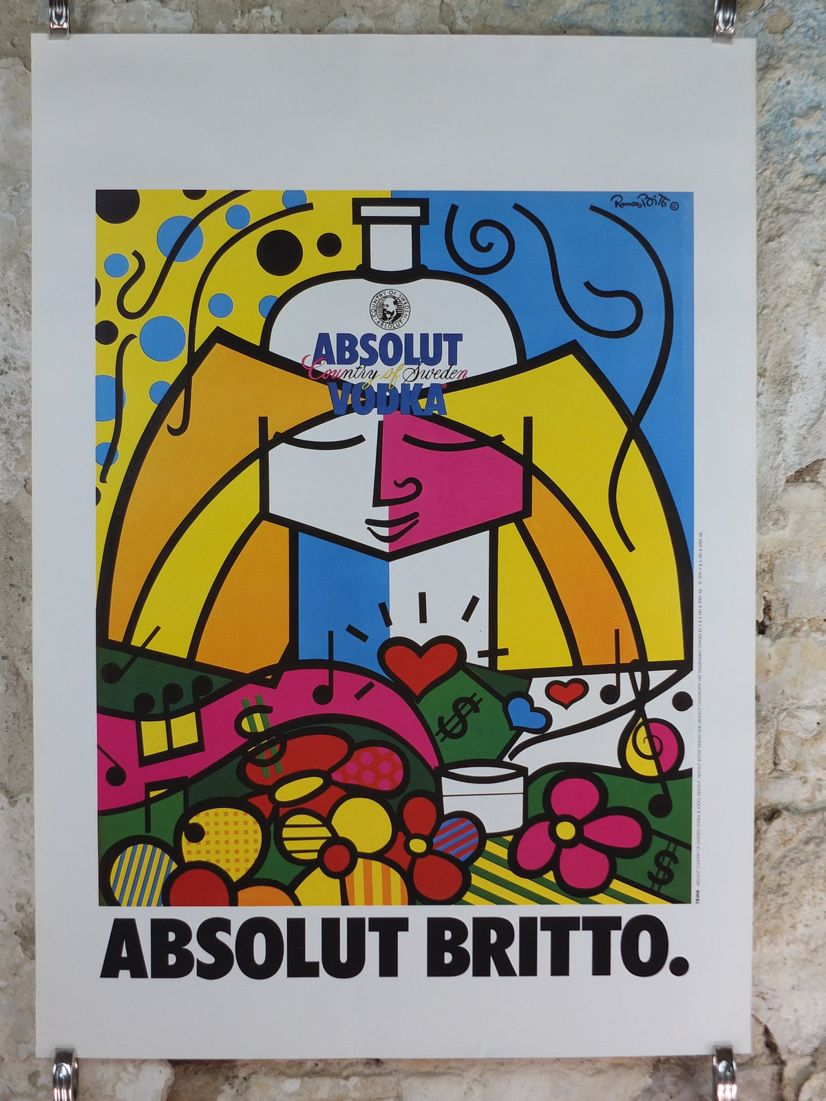 Original 1990 Absolut Britto Advertising Poster – Romero Britto Pop Art