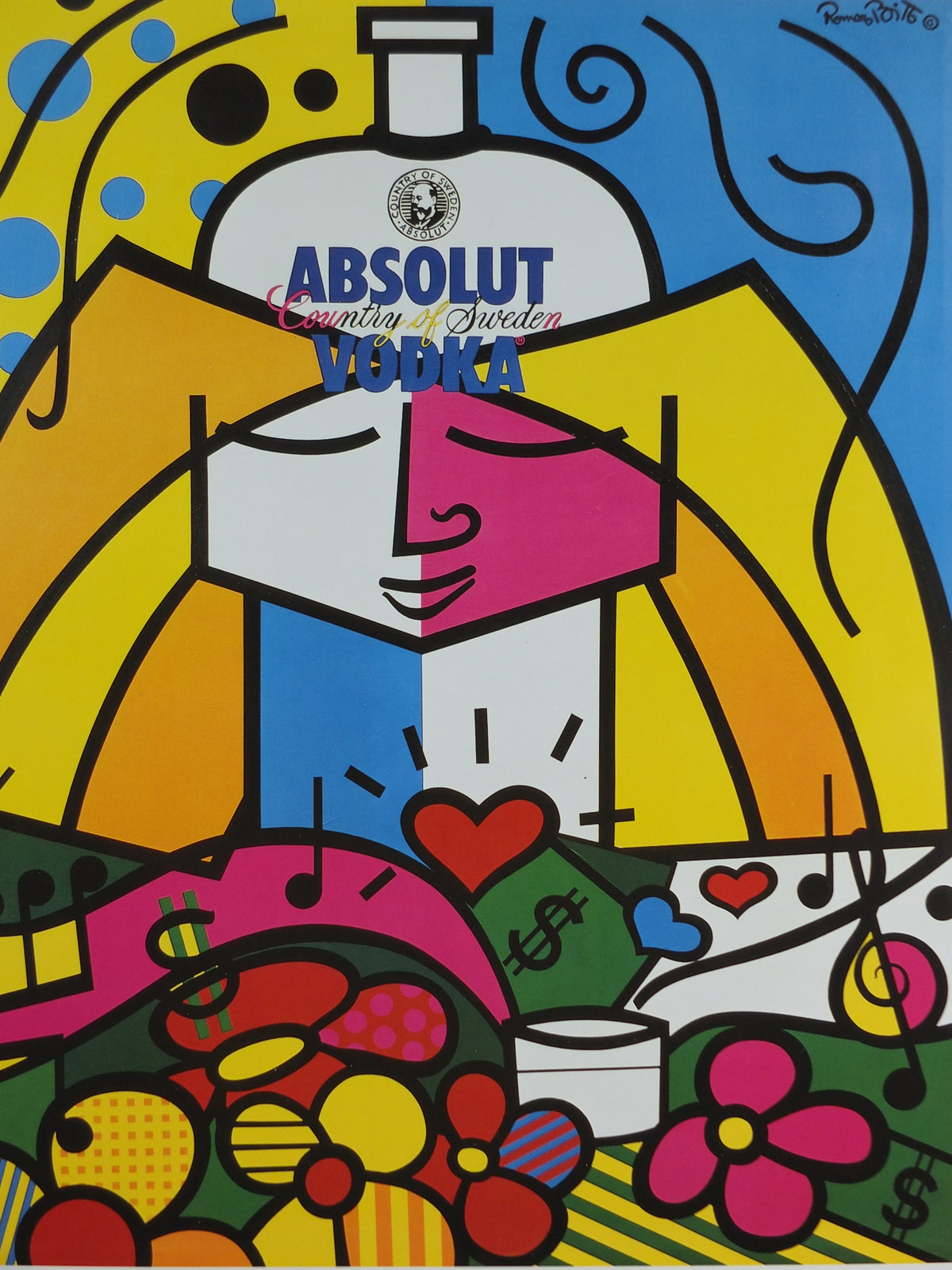 Original 1990 Absolut Britto Advertising Poster – Romero Britto Pop Art