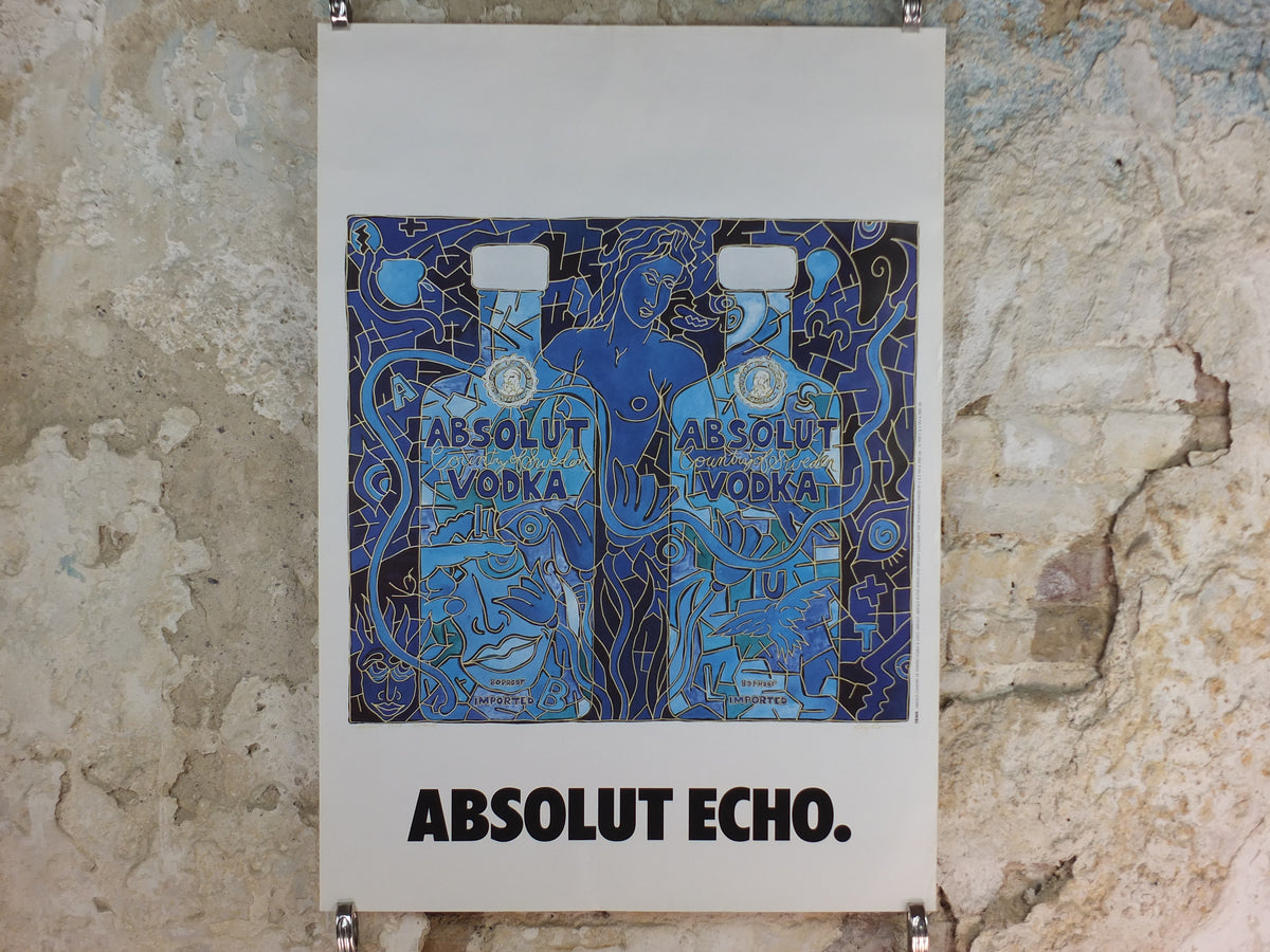 Original 1990 Absolut Echo Advertising Poster by Alex Echo