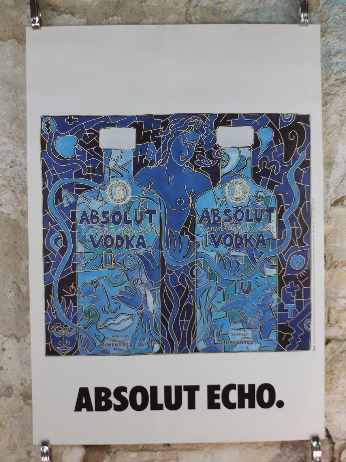 Original 1990 Absolut Echo Advertising Poster by Alex Echo