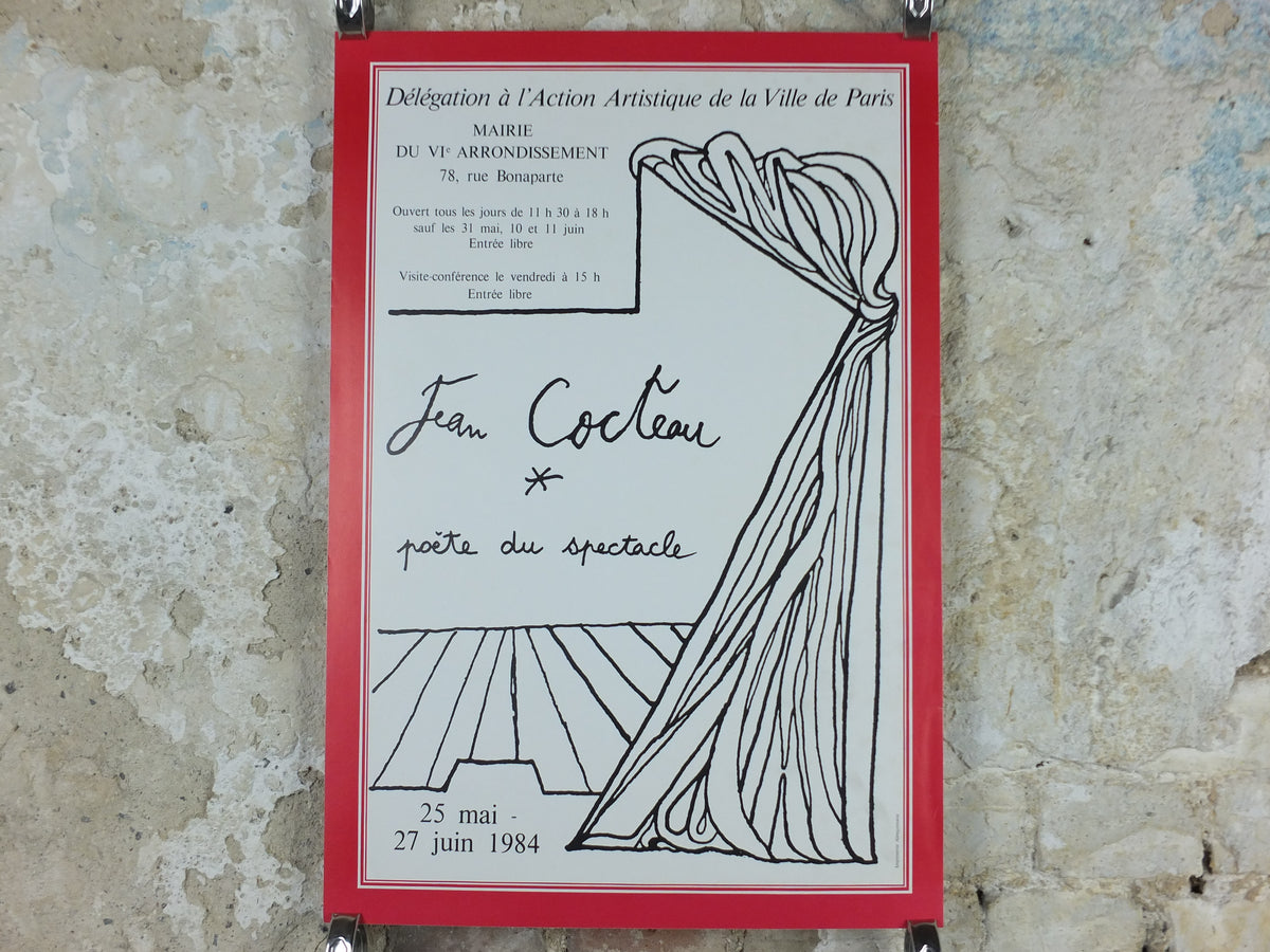 Original 1984 Jean Cocteau “Poète du spectacle” Paris Exhibition Poster