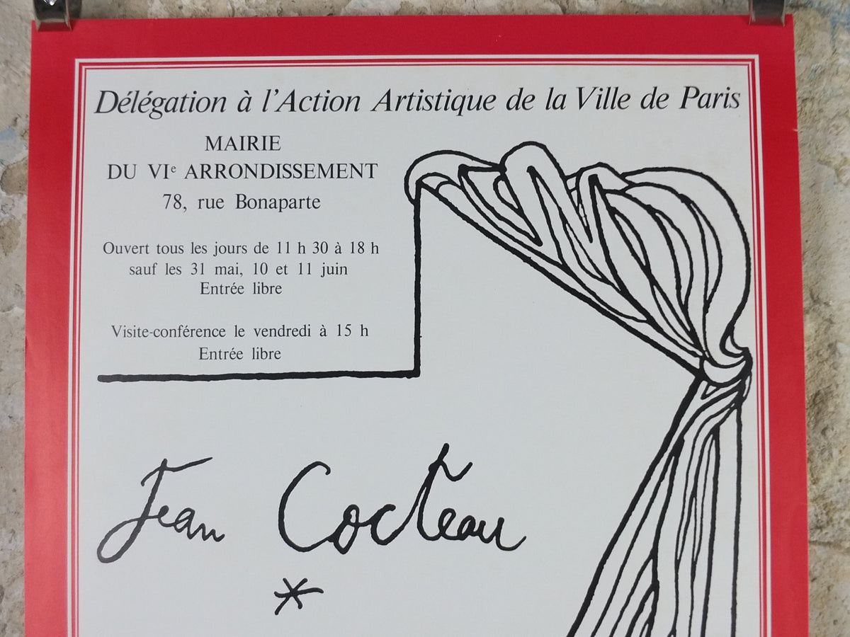 Original 1984 Jean Cocteau “Poète du spectacle” Paris Exhibition Poster