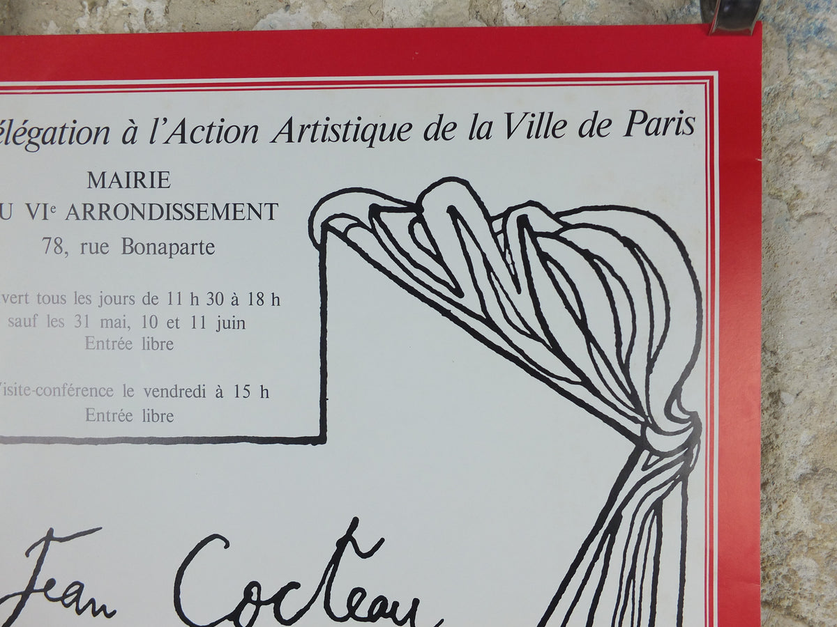 Original 1984 Jean Cocteau “Poète du spectacle” Paris Exhibition Poster