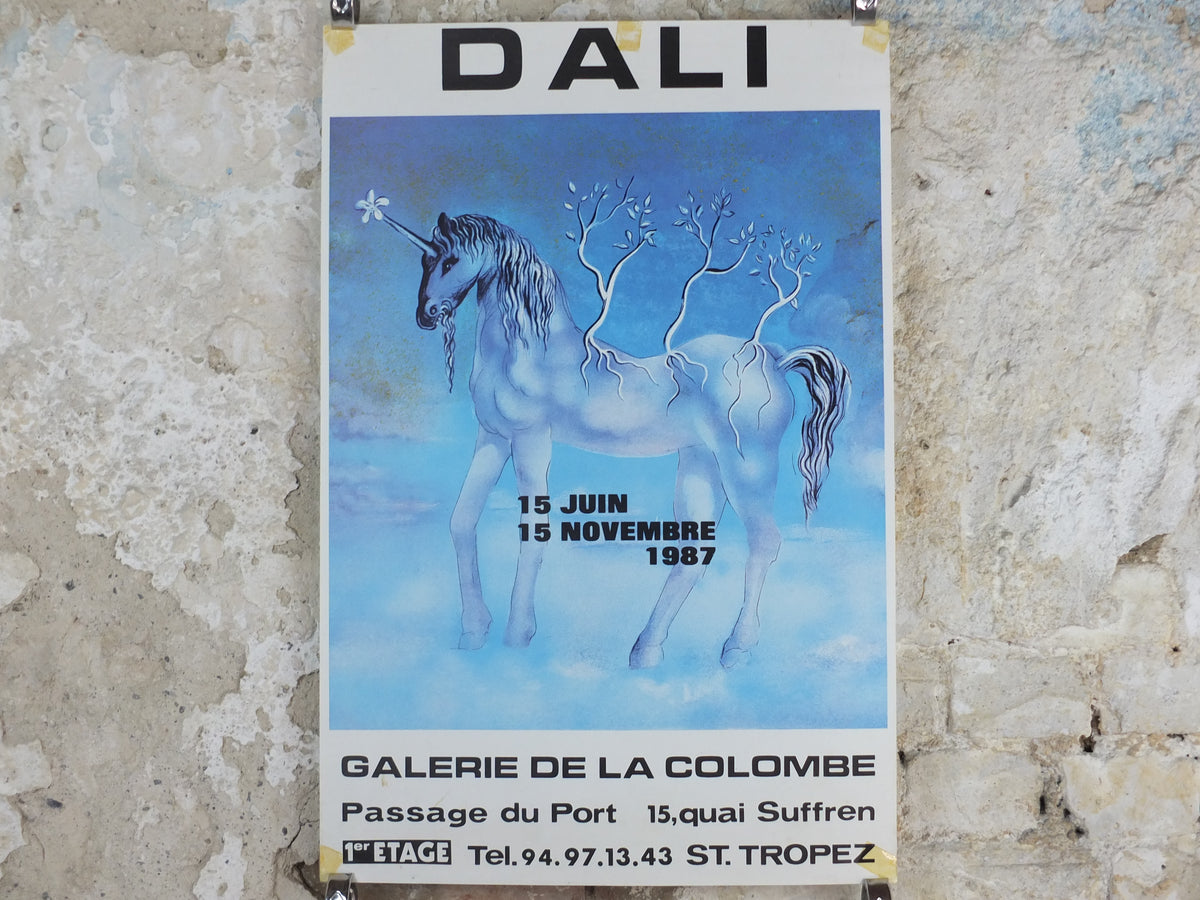 1987 Salvador Dalí Exhibition Poster – The Happy Unicorn – Saint-Tropez