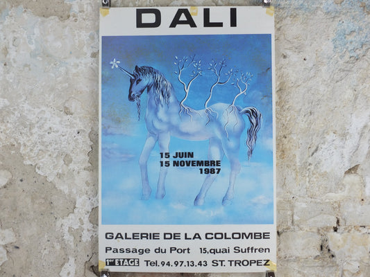 1987 Salvador Dalí Exhibition Poster – The Happy Unicorn – Saint-Tropez
