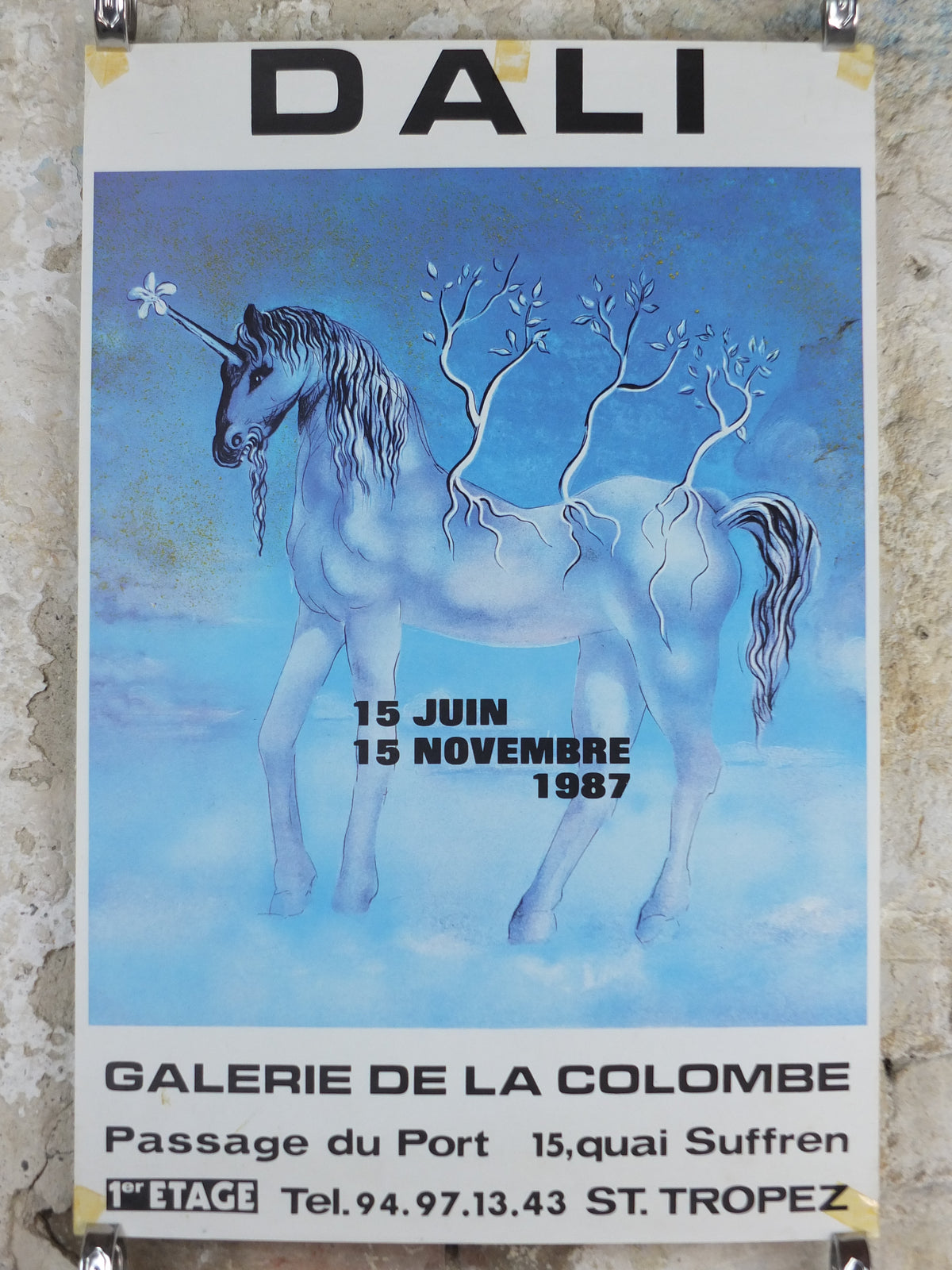 1987 Salvador Dalí Exhibition Poster – The Happy Unicorn – Saint-Tropez