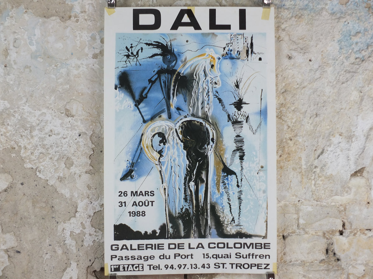 Salvador Dalí 1988 Vintage Exhibition Poster – Don Quixote – Saint-Tropez