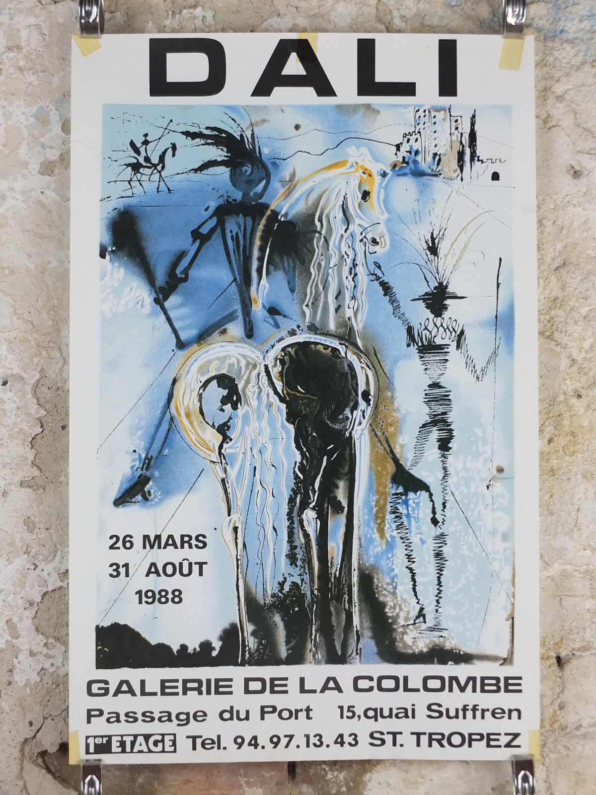 Salvador Dalí 1988 Vintage Exhibition Poster – Don Quixote – Saint-Tropez