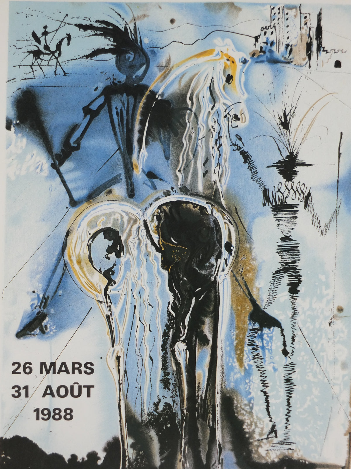 Salvador Dalí 1988 Vintage Exhibition Poster – Don Quixote – Saint-Tropez