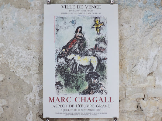 Marc Chagall 1982 Vence Exhibition Poster – Fondation Émile Hugues – Vintage French Art