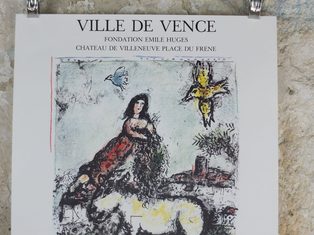 Marc Chagall 1982 Vence Exhibition Poster – Fondation Émile Hugues – Vintage French Art