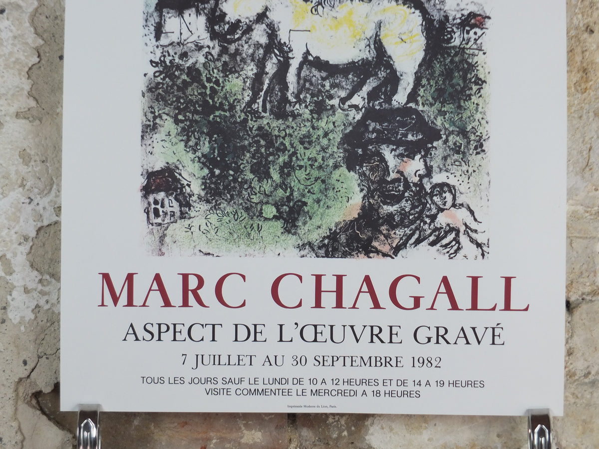 Marc Chagall 1982 Vence Exhibition Poster – Fondation Émile Hugues – Vintage French Art