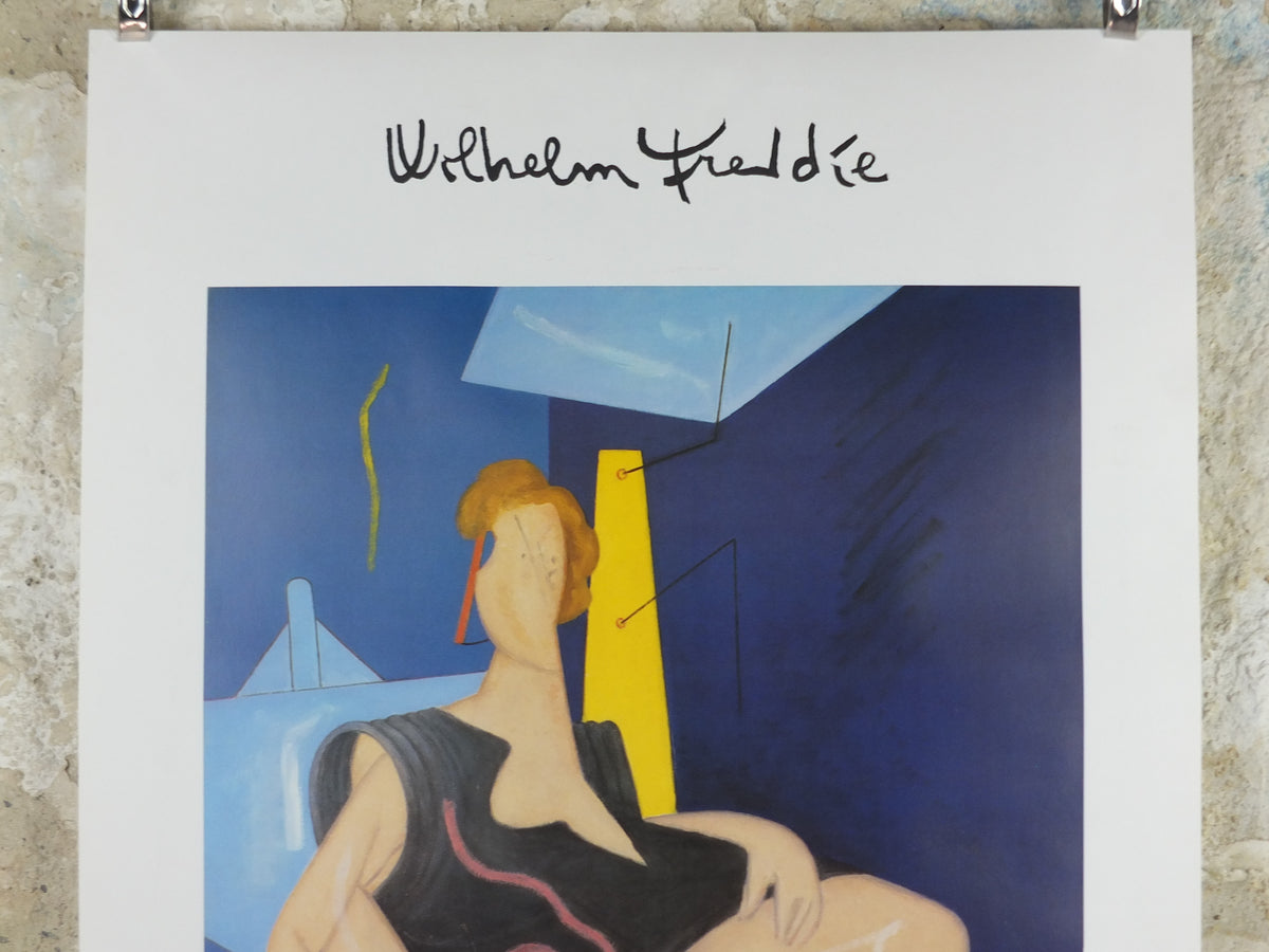 1985 Wilhelm Freddie Exhibition Poster – Skindvesten, Galerie Asbæk, Danish Surrealism