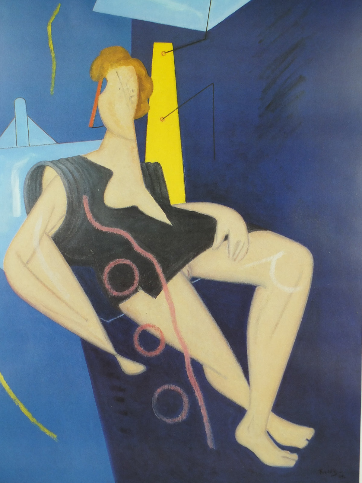 1985 Wilhelm Freddie Exhibition Poster – Skindvesten, Galerie Asbæk, Danish Surrealism