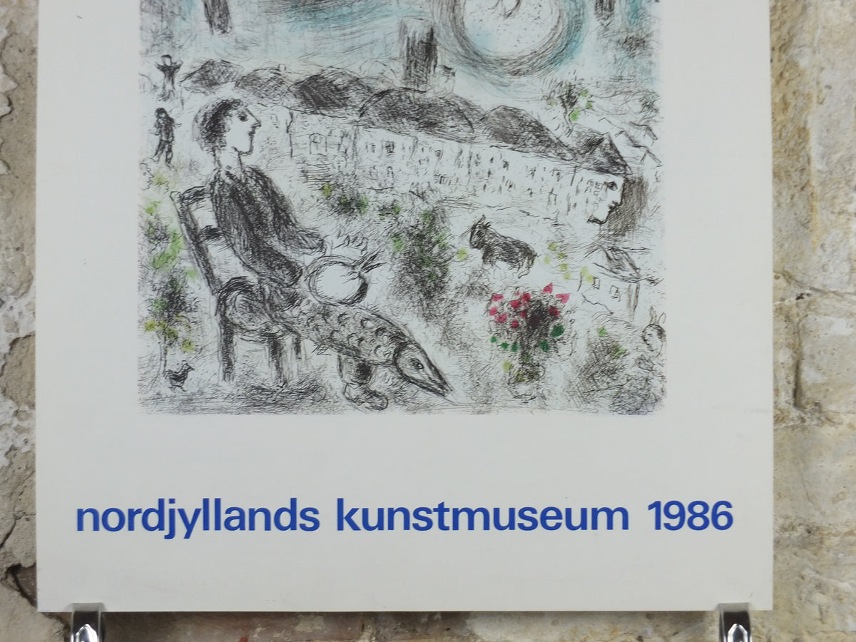 1986 Marc Chagall Maeght Exhibition Poster – Lovers in Bed, Aalborg