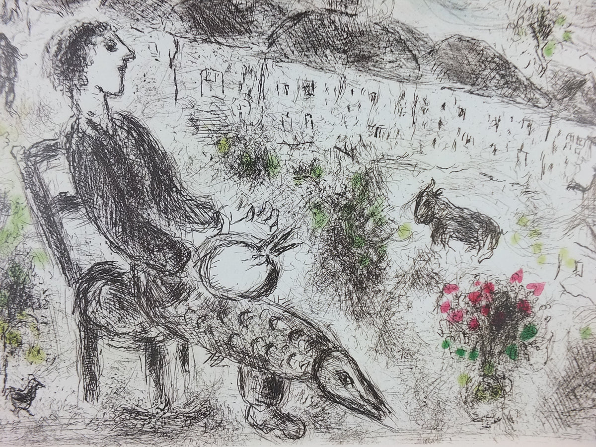 1986 Marc Chagall Maeght Exhibition Poster – Lovers in Bed, Aalborg