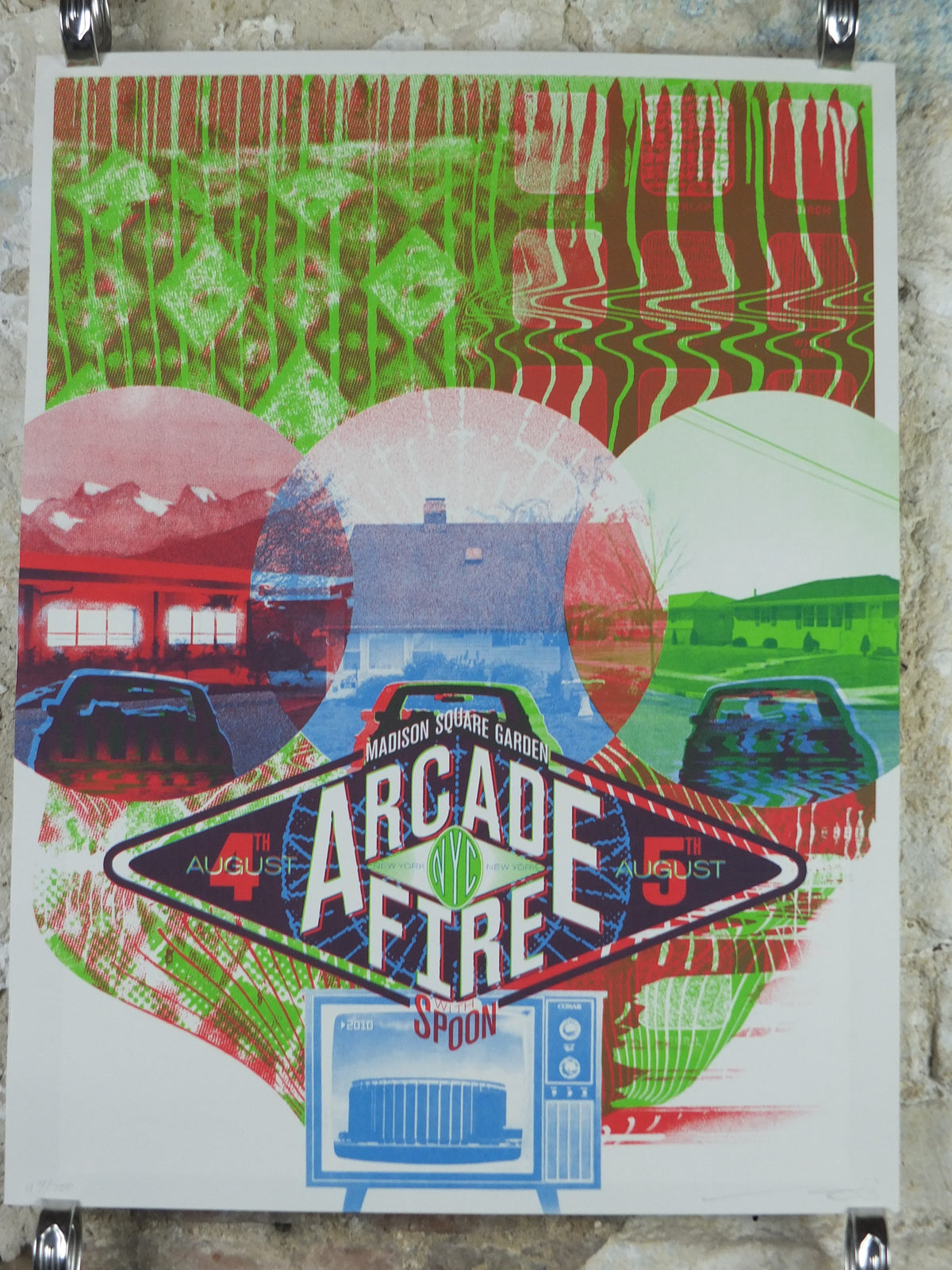 Arcade Fire 2010 Madison Square Garden Poster – Wes Winship Signed Screenprint 431/750