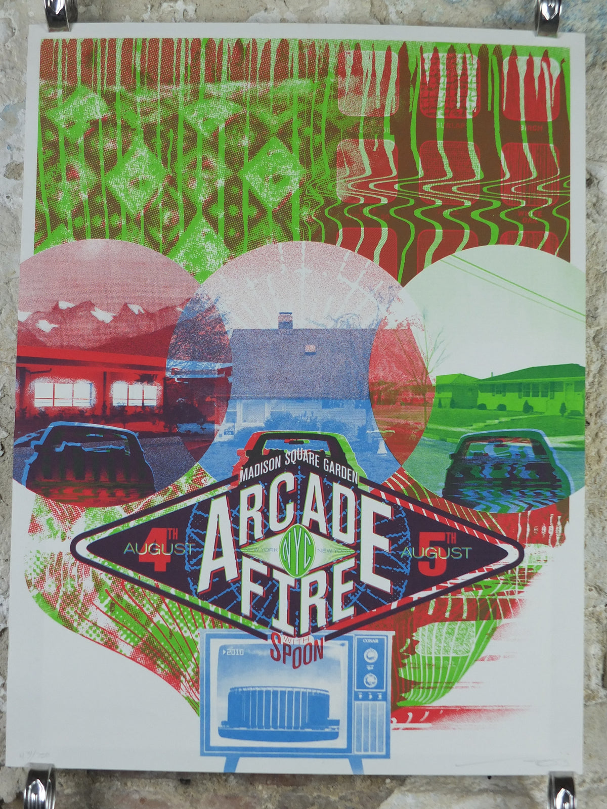 Arcade Fire 2010 Madison Square Garden Poster – Wes Winship Signed Screenprint 431/750