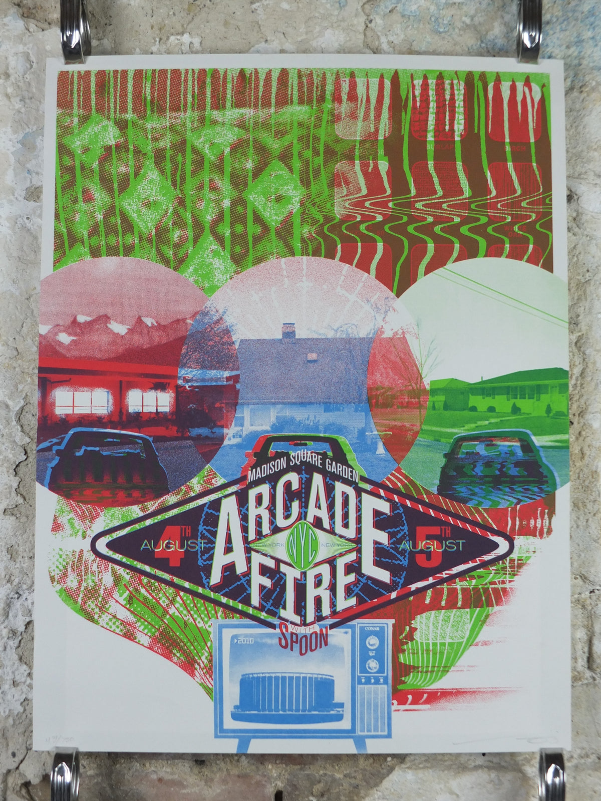 Arcade Fire 2010 Madison Square Garden Poster – Wes Winship Signed Screenprint 431/750