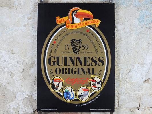 1996 Guinness Original Poster – Free Gilroy Pin Badges, Toucan & Animal Advertising