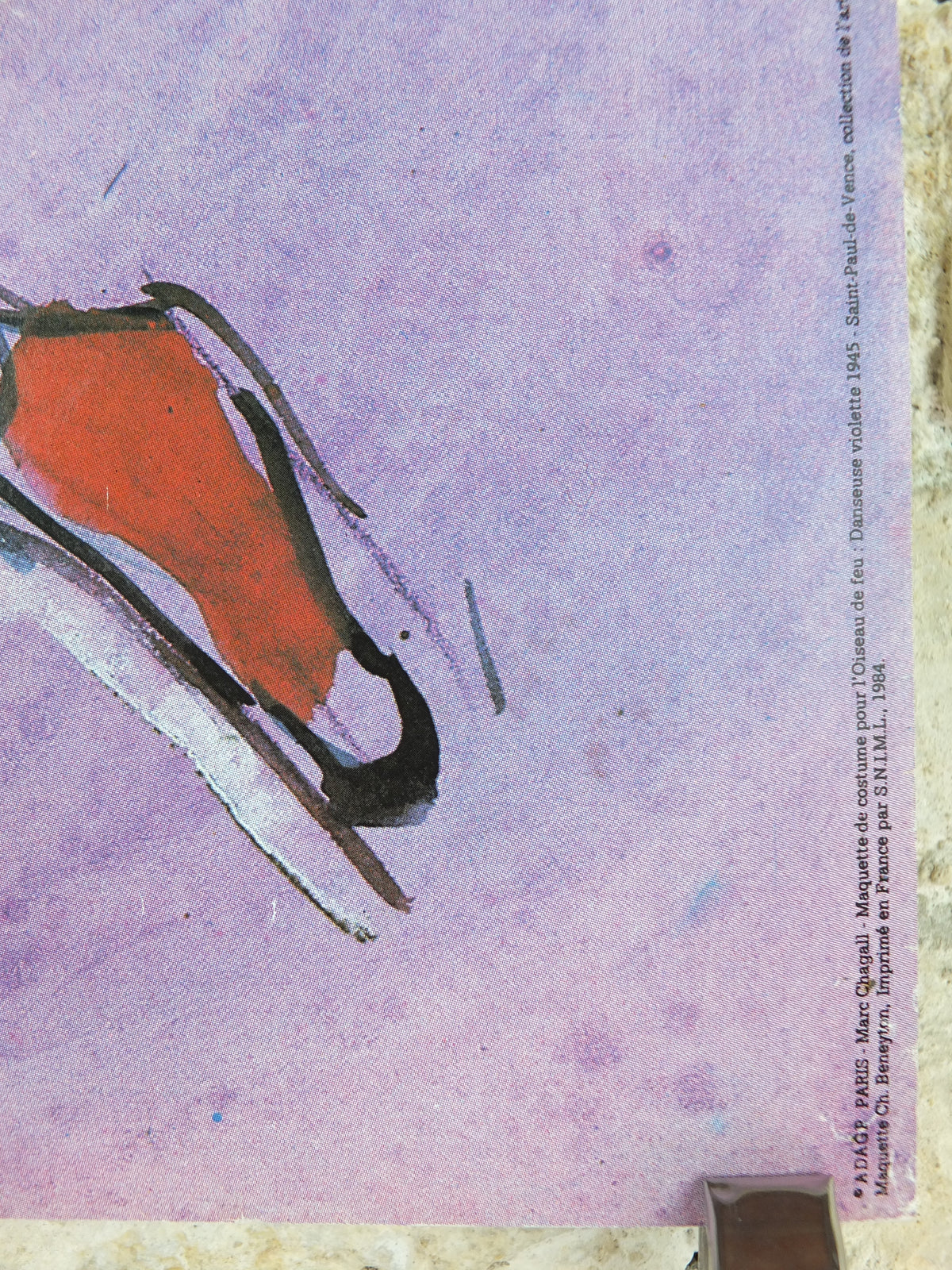 1984 Marc Chagall Violet Dancer Poster – The Firebird, Centre Pompidou Paris