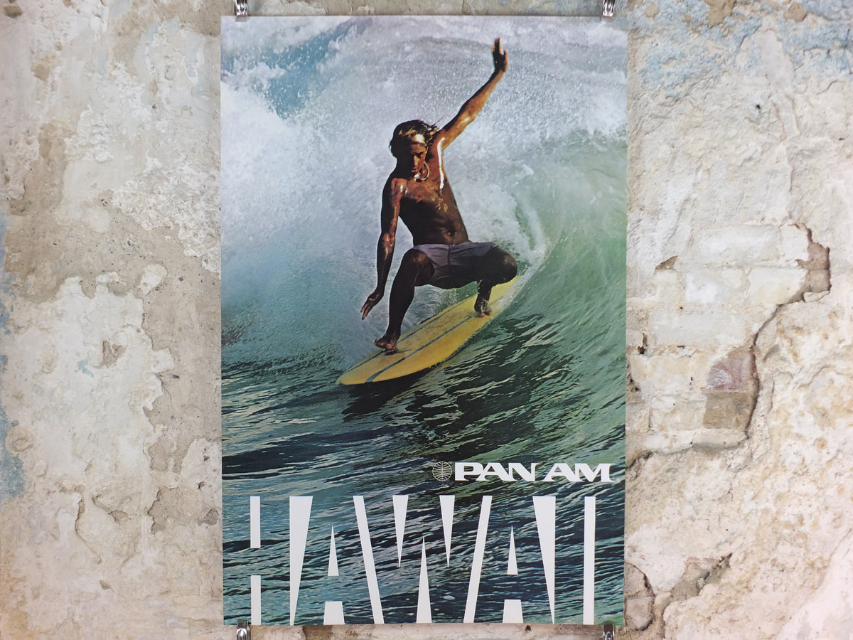 1970s Pan Am Hawaii Surfing Poster – Tom Haar, Vintage Airline Travel Advertising