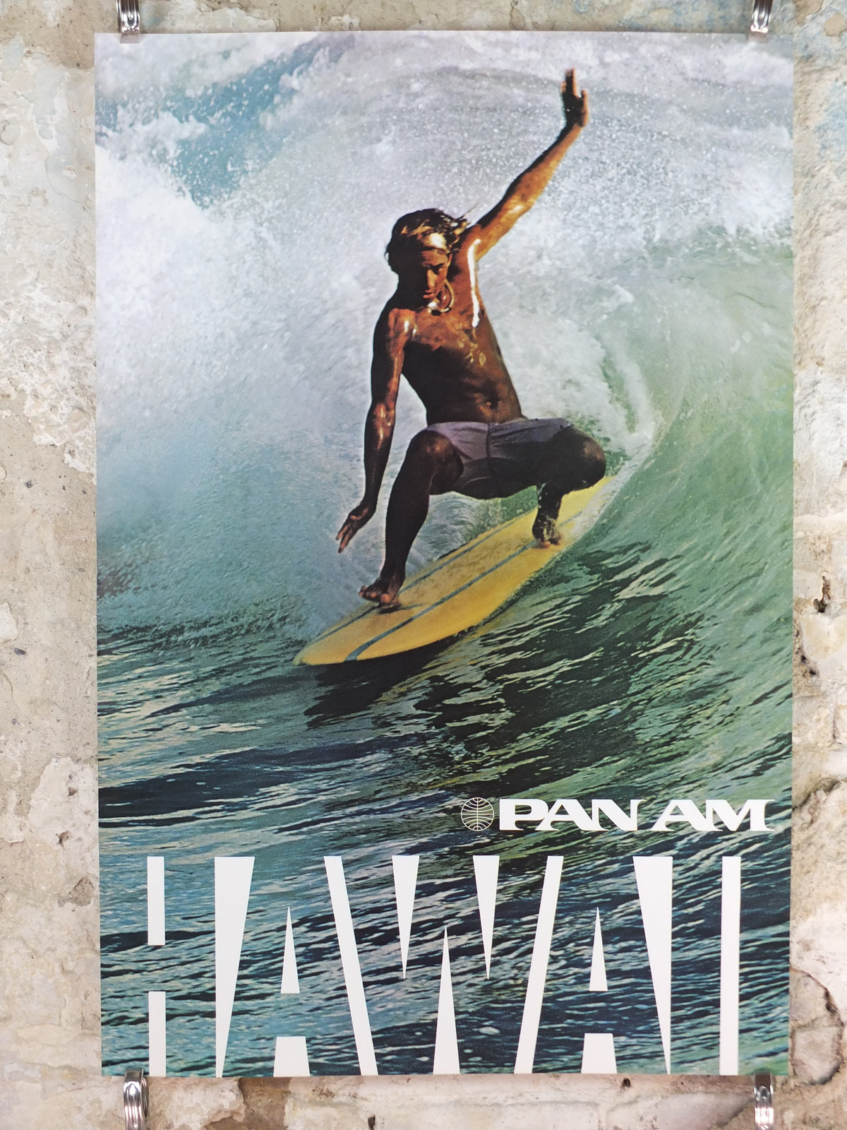 1970s Pan Am Hawaii Surfing Poster – Tom Haar, Vintage Airline Travel Advertising