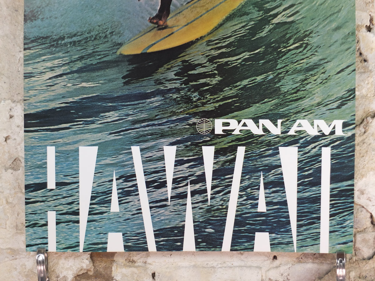 1970s Pan Am Hawaii Surfing Poster – Tom Haar, Vintage Airline Travel Advertising