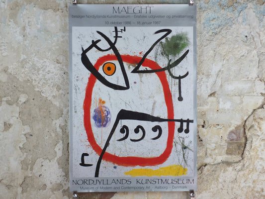 1986 Joan Miró Maeght Exhibition Poster – Aalborg, Silver Border