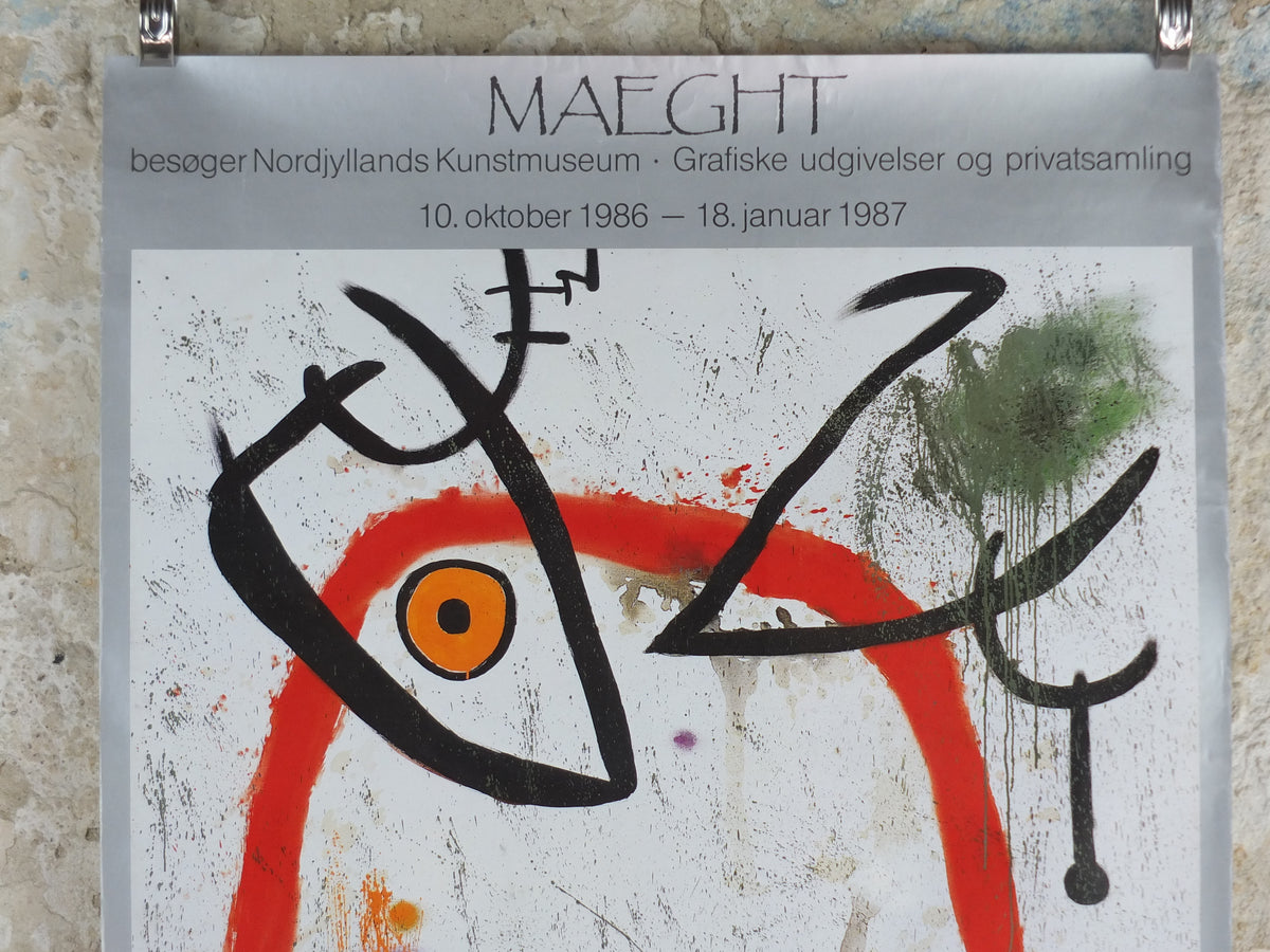 1986 Joan Miró Maeght Exhibition Poster – Aalborg, Silver Border