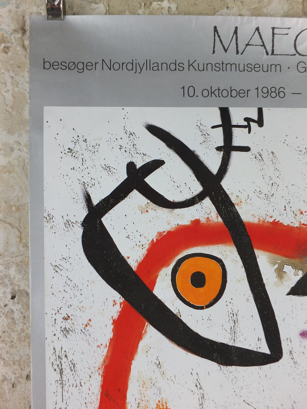 1986 Joan Miró Maeght Exhibition Poster – Aalborg, Silver Border