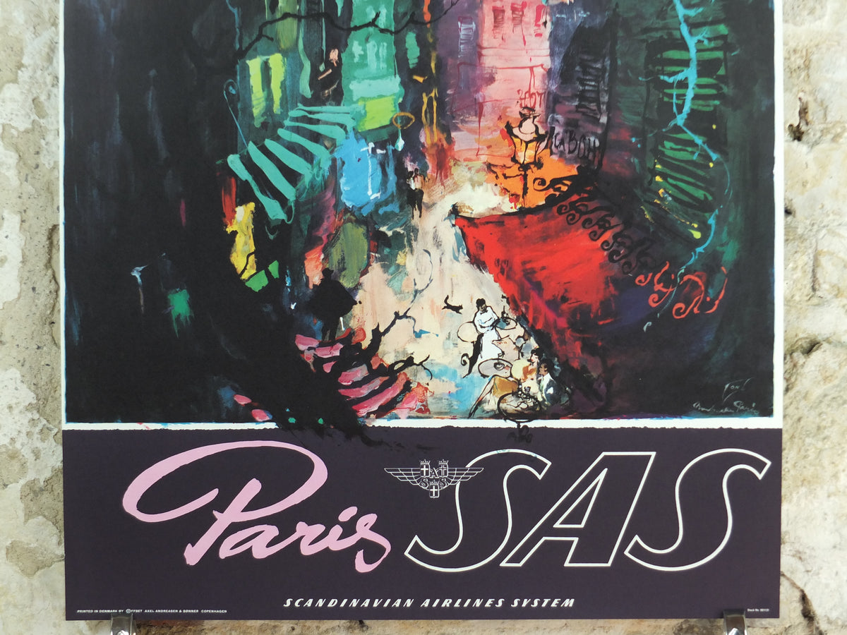 c.1960 SAS Paris Travel Poster – Otto Nielsen, Montmartre & Sacré-Cœur
