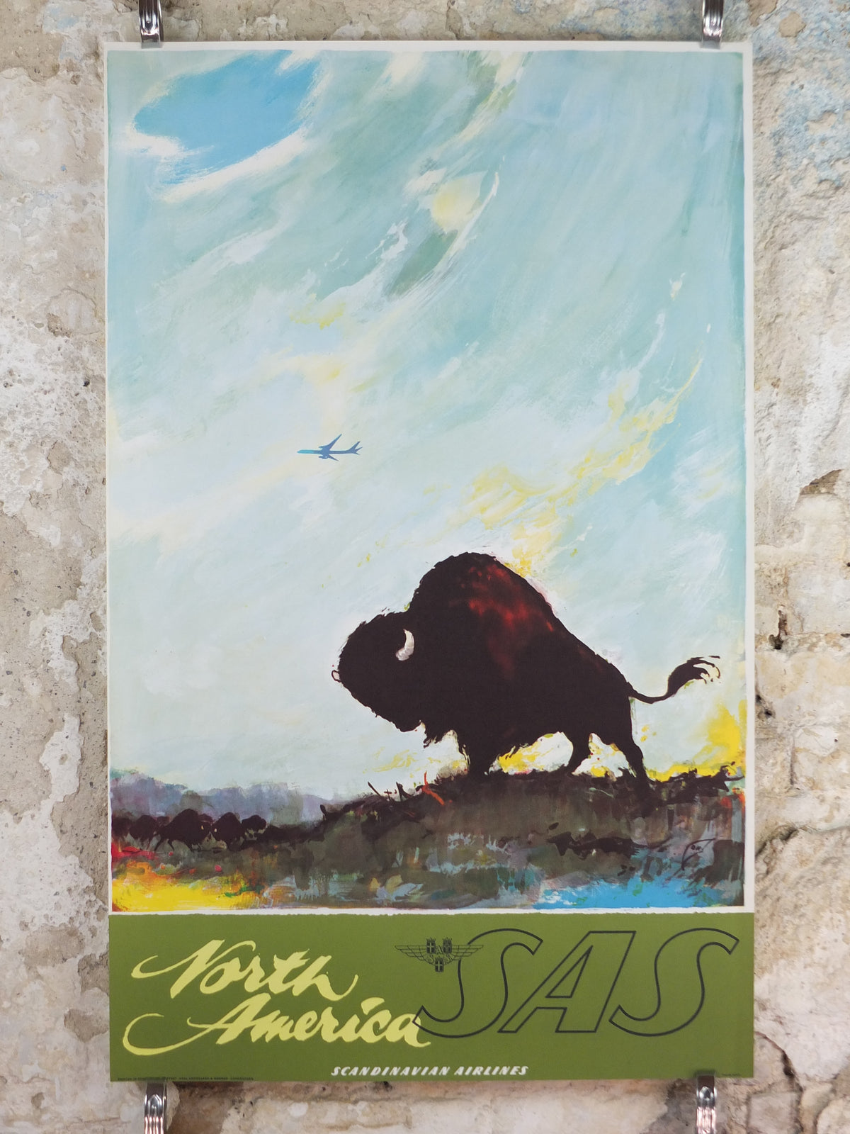 c.1960 SAS North America Travel Poster – Otto Nielsen, American Bison