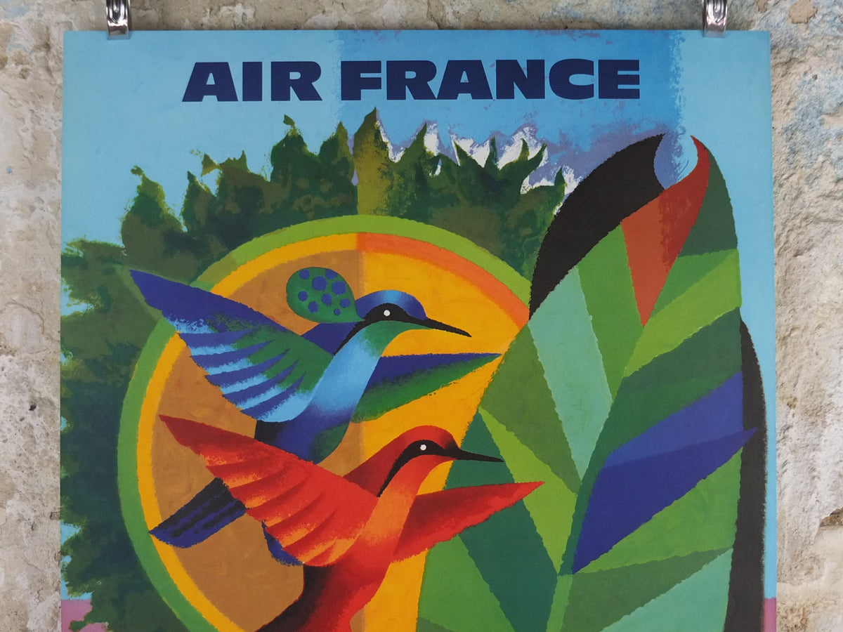 1964 Original Air France Caribbean Travel Poster – Nathan-Garamond Hummingbirds