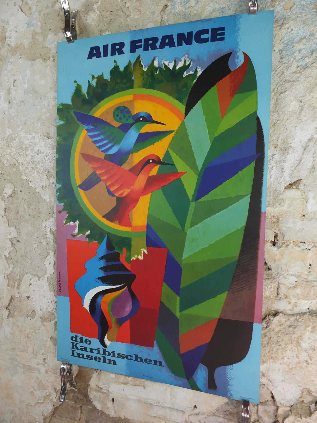 1964 Original Air France Caribbean Travel Poster – Nathan-Garamond Hummingbirds