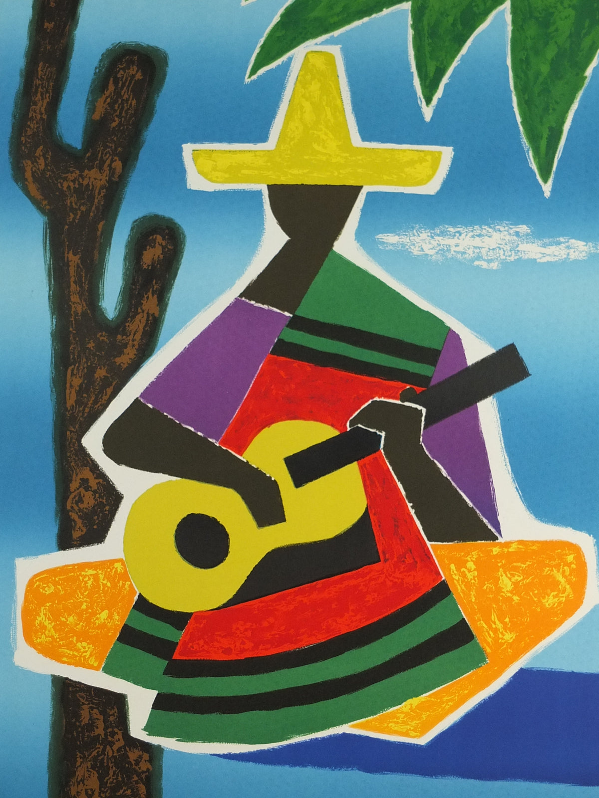 1962 Original Air France Mexico Travel Poster – Guy Georget Guitarist & Cactus