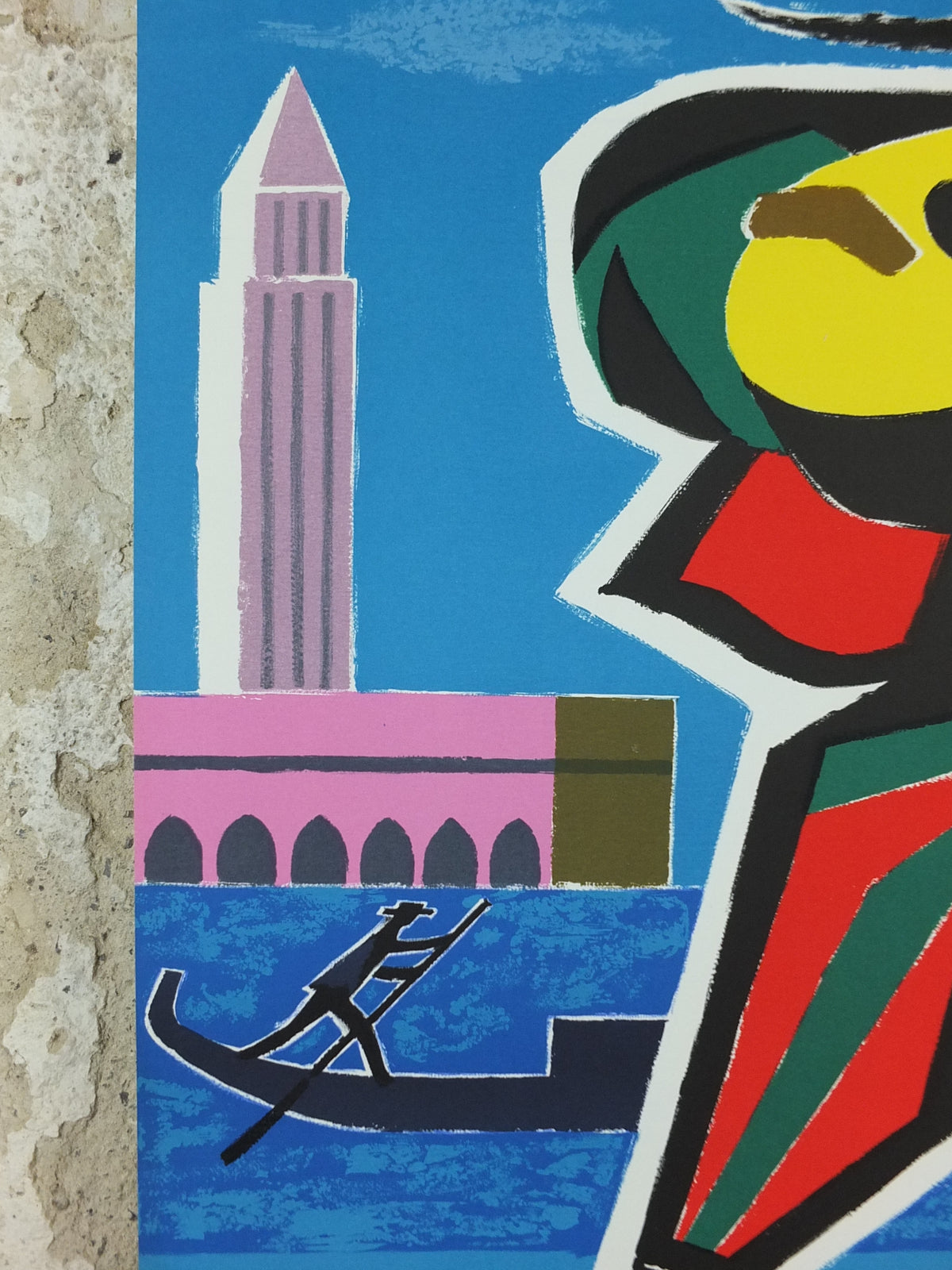 1962 Original Air France Italy Venice Travel Poster – Guy Georget Carnival Musician