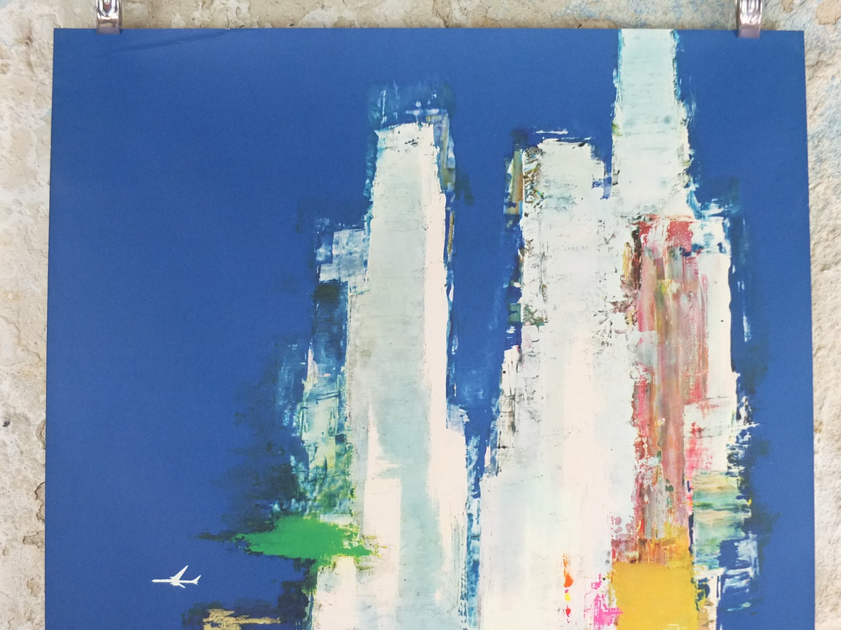 1960s Original SAS USA New York Travel Poster – Otto Nielsen Abstract Skyline
