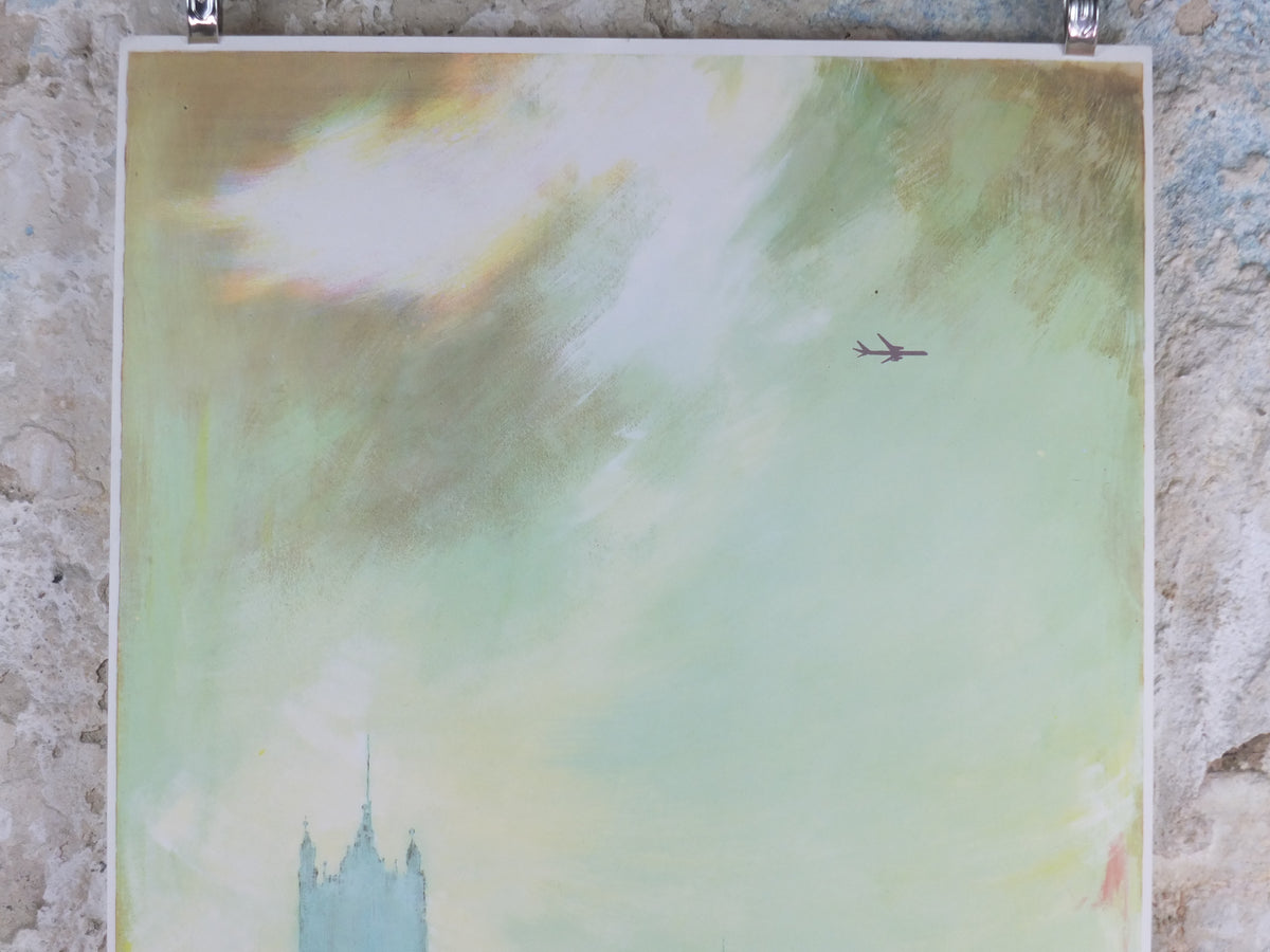 c.1960 Original SAS London Travel Poster – Otto Nielsen Westminster & River Thames