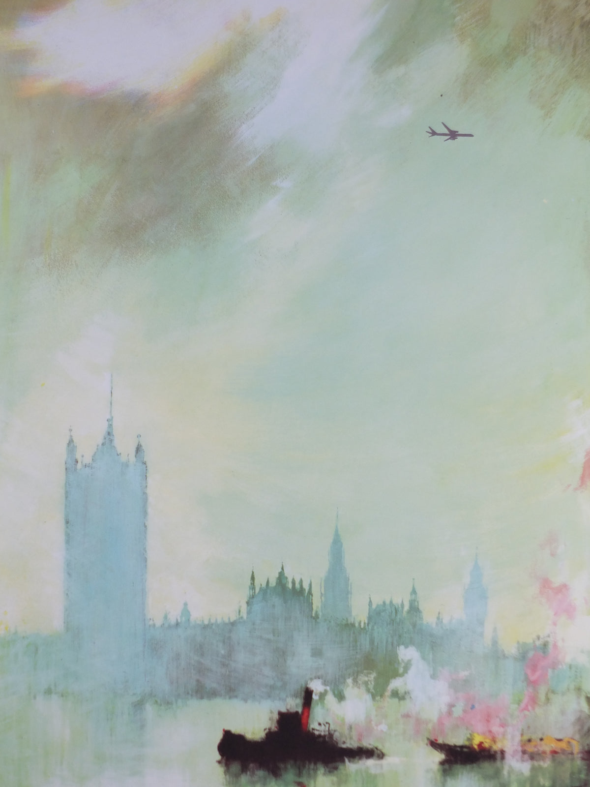 c.1960 Original SAS London Travel Poster – Otto Nielsen Westminster & River Thames