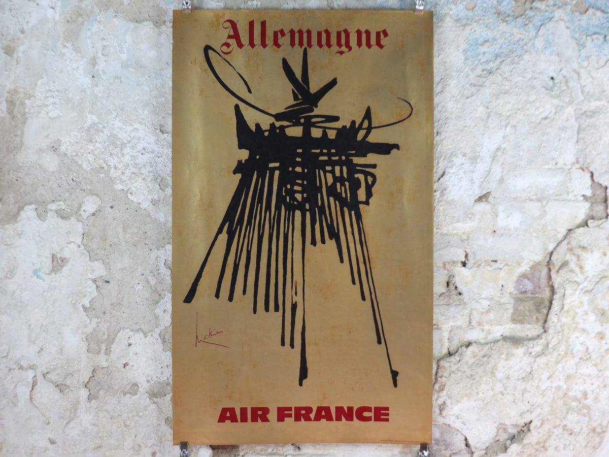 1967 Original Air France Germany Travel Poster – Georges Mathieu “Allemagne” Abstract Eagle