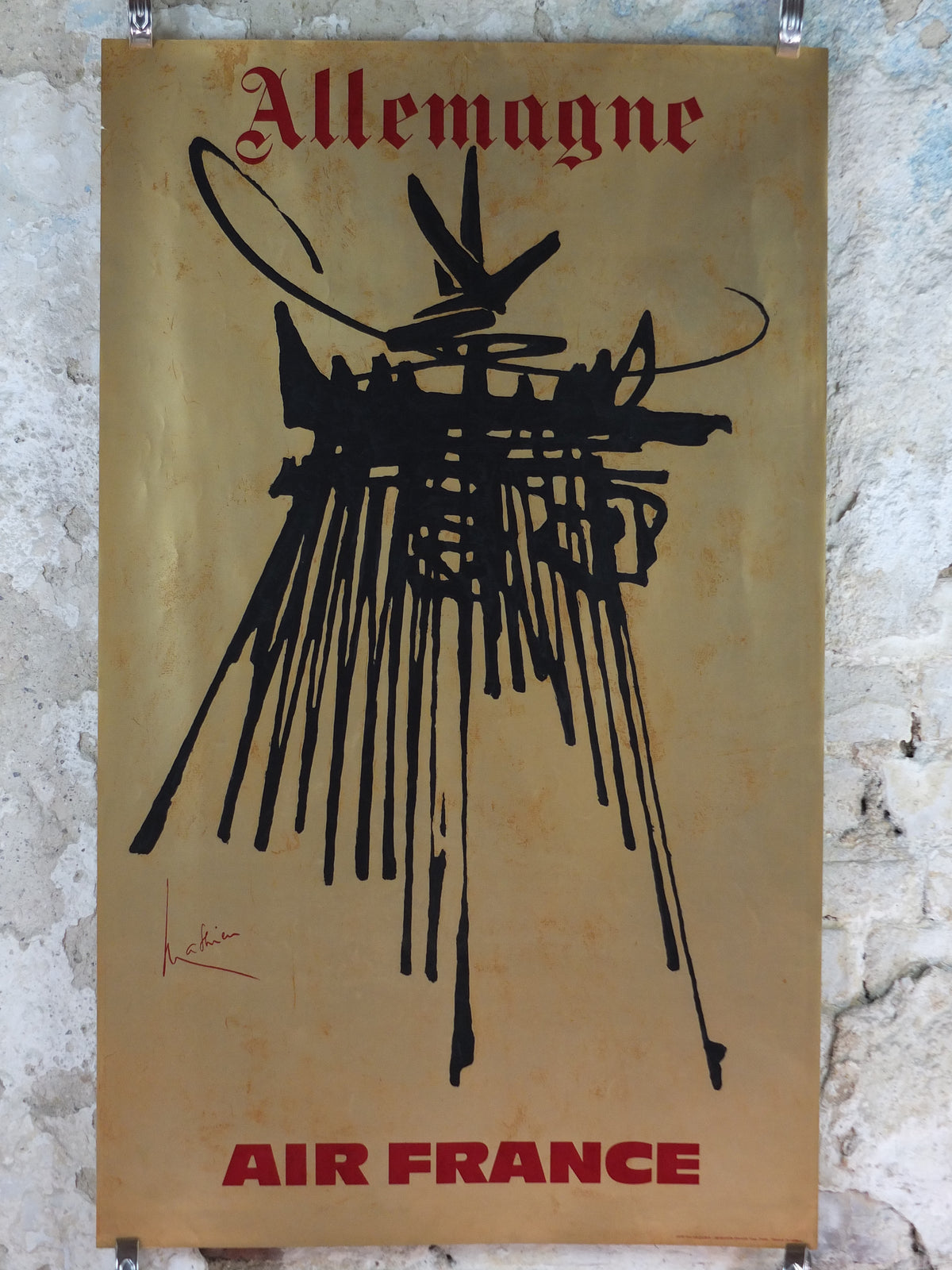1967 Original Air France Germany Travel Poster – Georges Mathieu “Allemagne” Abstract Eagle