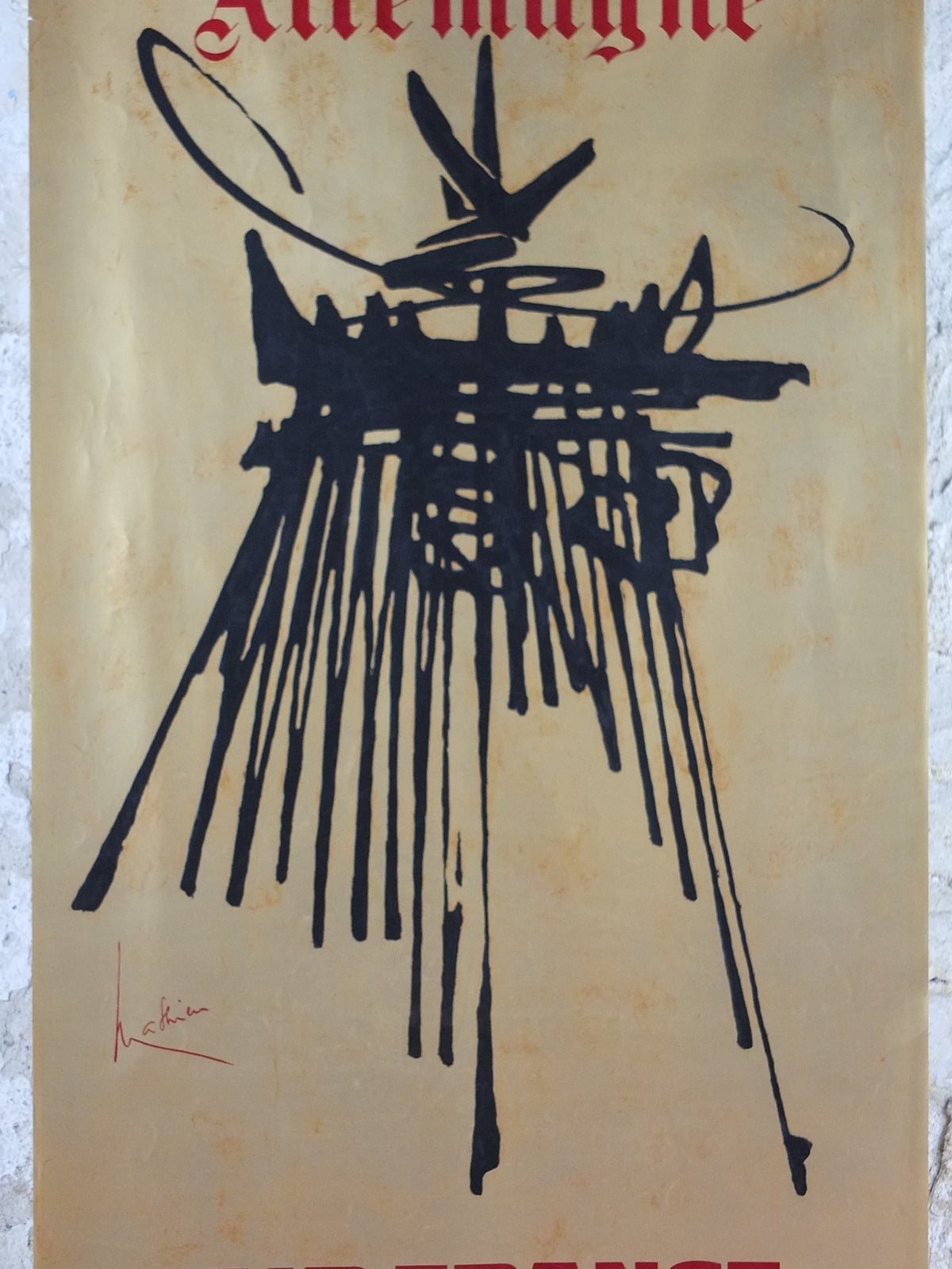 1967 Original Air France Germany Travel Poster – Georges Mathieu “Allemagne” Abstract Eagle