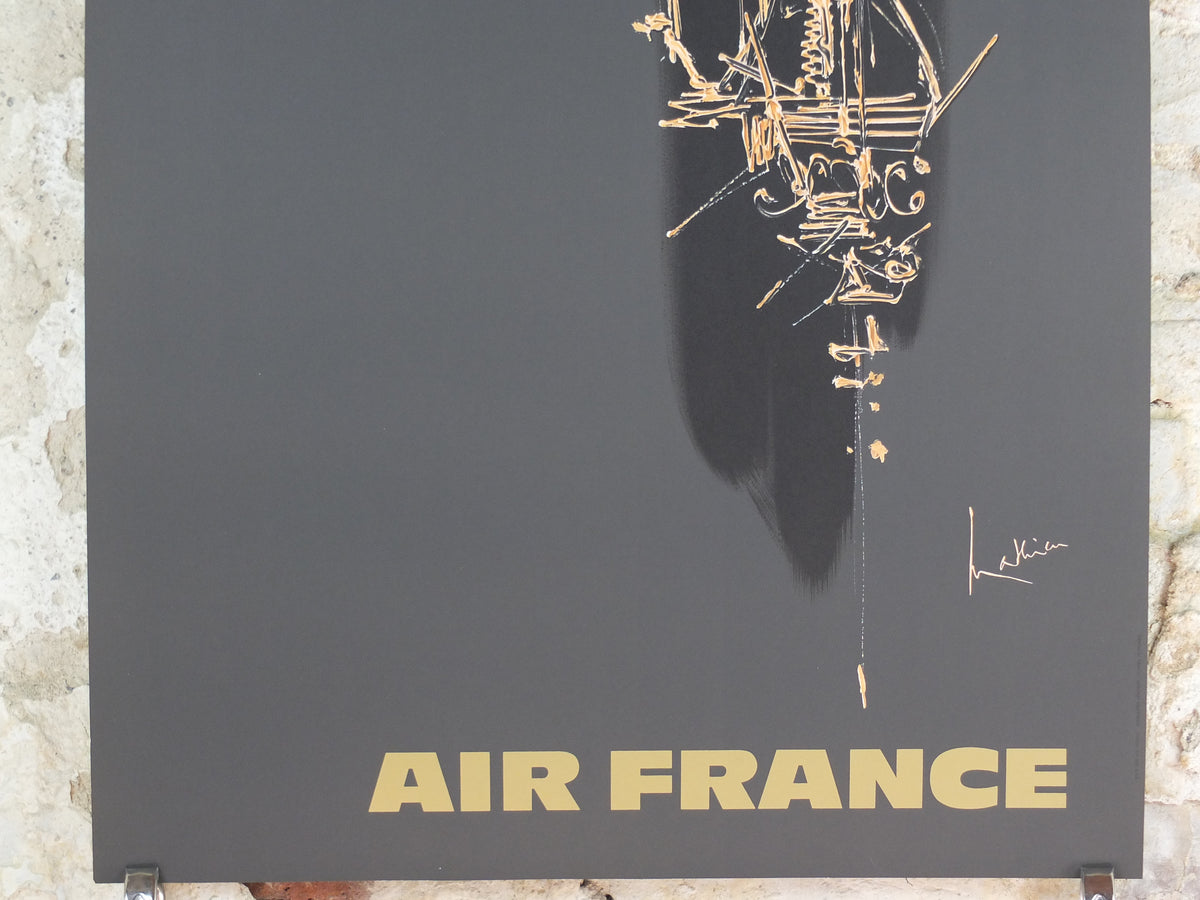 1967 Original Air France Spain Travel Poster – Georges Mathieu “Spanien” Black & Gold