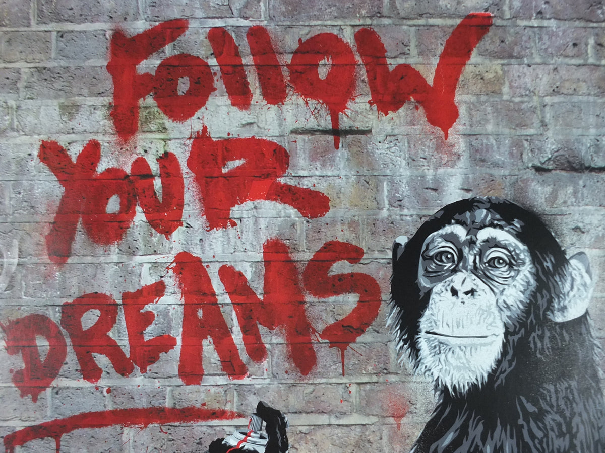 Mr Brainwash Follow Your Dreams Poster – 2012 London Exhibition – Chimpanzee Street Art