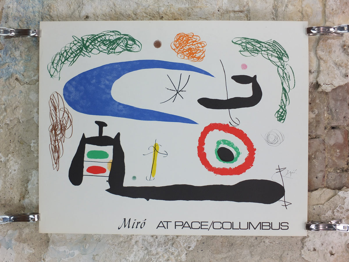 1970s Joan Miró Pace Columbus Poster – Sleeping Under the Moon – Blue Abstract Art