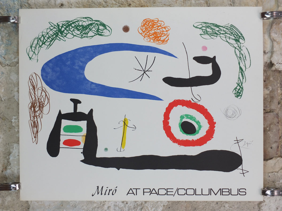 1970s Joan Miró Pace Columbus Poster – Sleeping Under the Moon – Blue Abstract Art