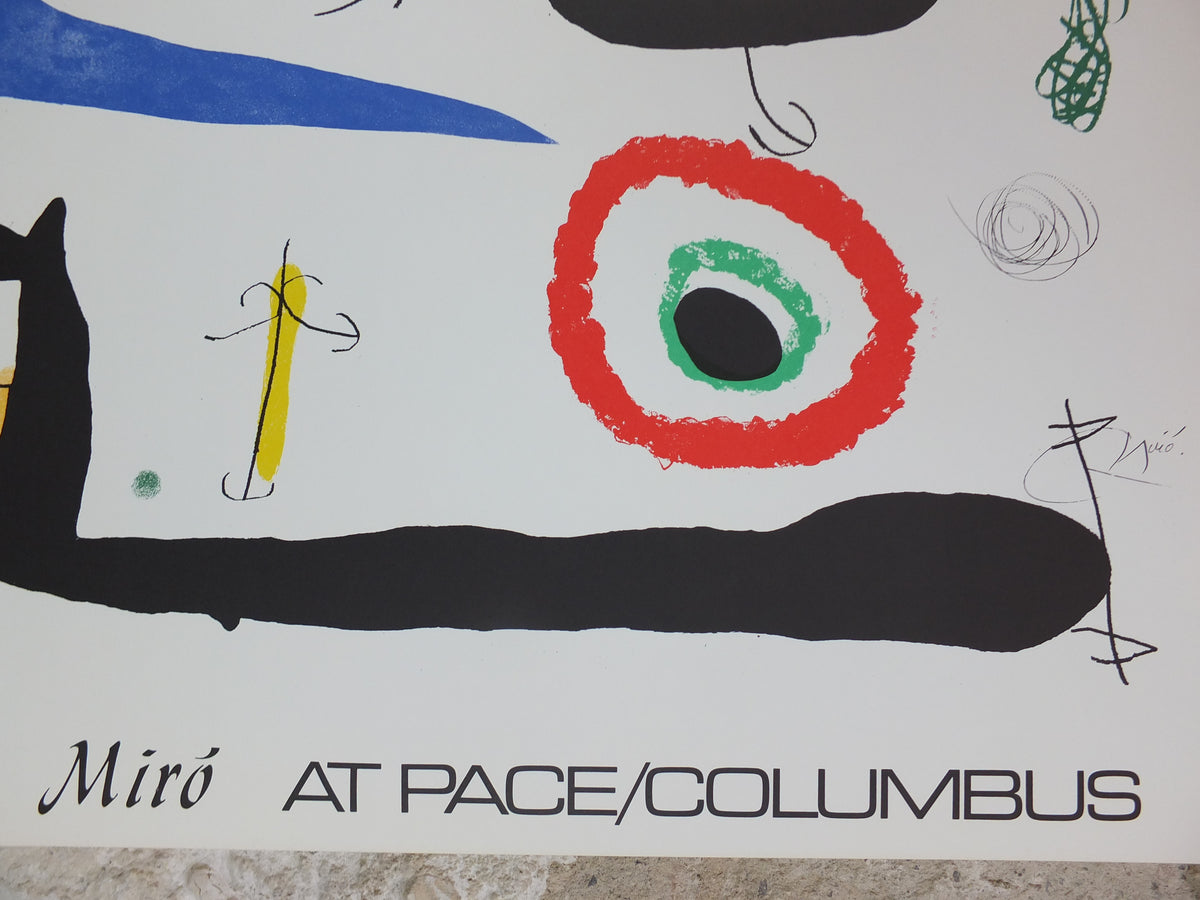 1970s Joan Miró Pace Columbus Poster – Sleeping Under the Moon – Blue Abstract Art